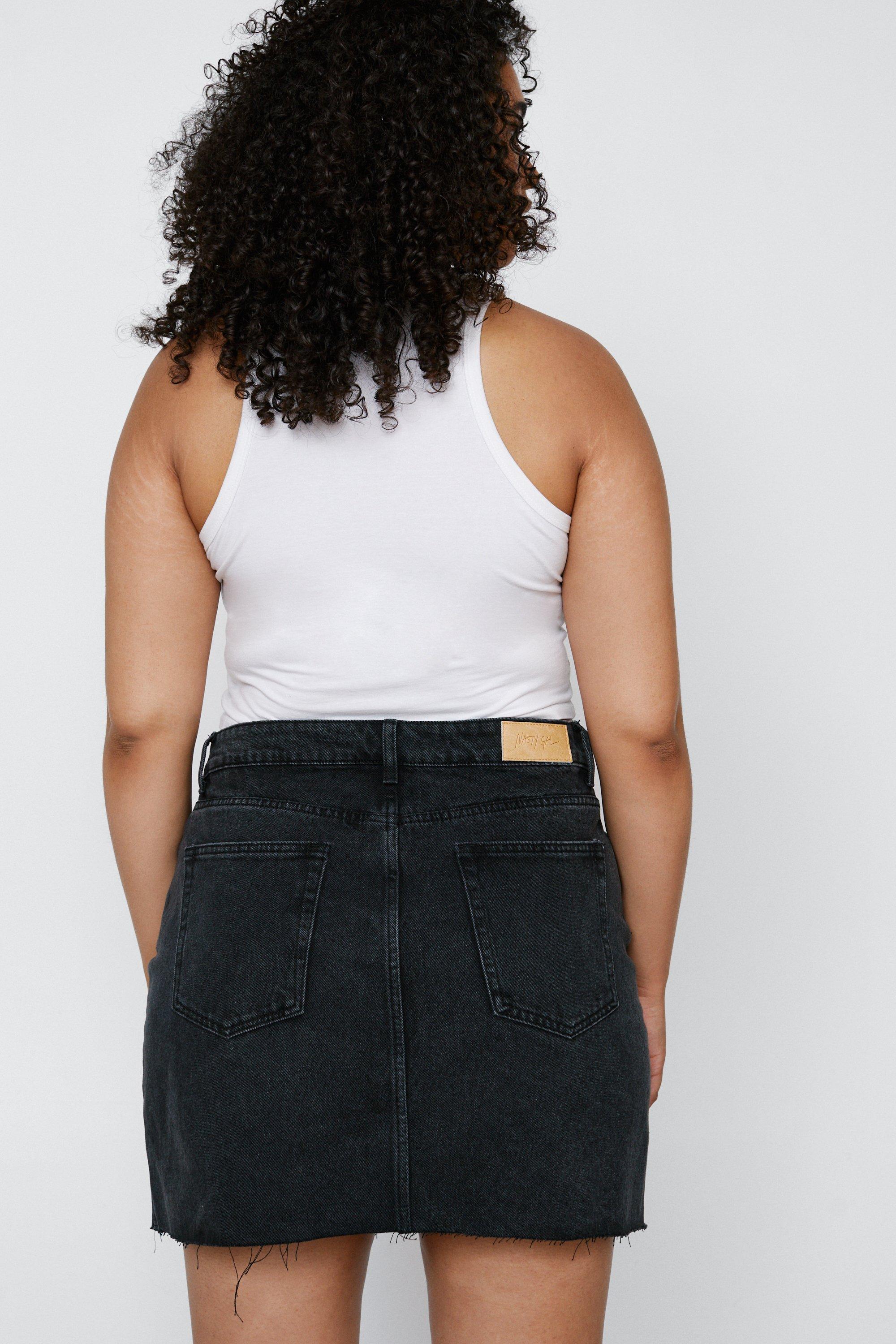 Plus size 2024 black jean skirts